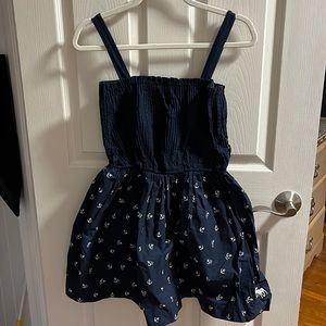 Abercrombie & fitch Vintage Smockee Fit and Flare Dress with Sailor Print Navy